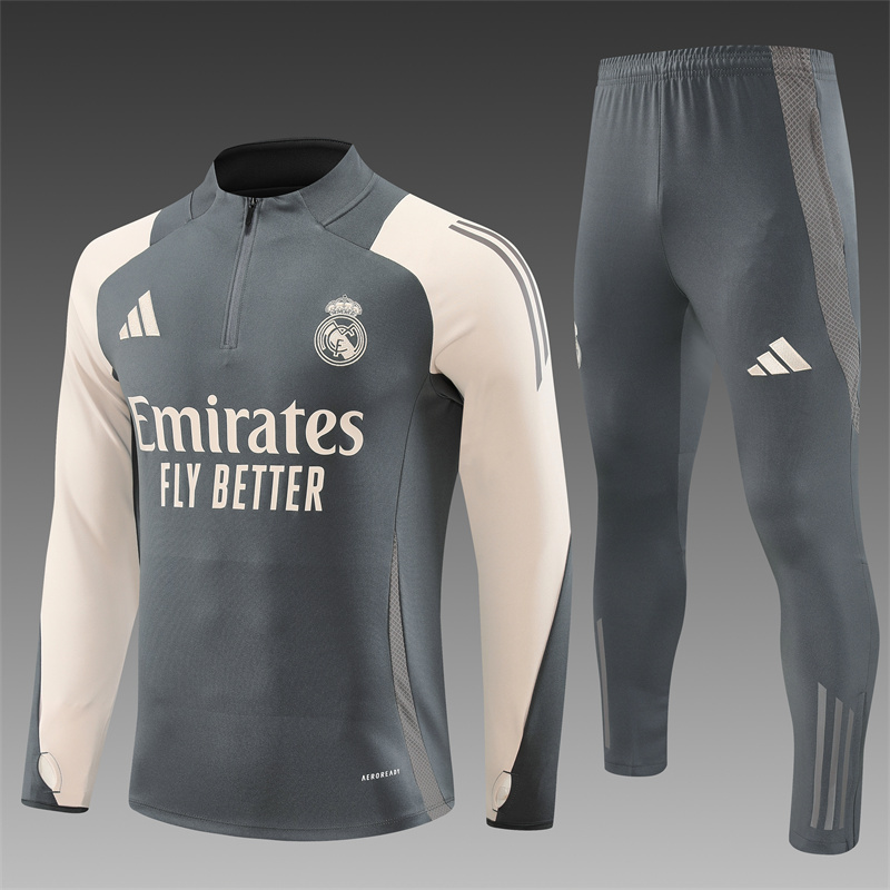 2024/2025 Player Edition Real Madrid Match Jersey Dark Grey Half-zip training suit Football Jersey