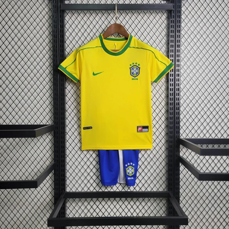 1998 Retro Brazil Home Football Shirt Kids
