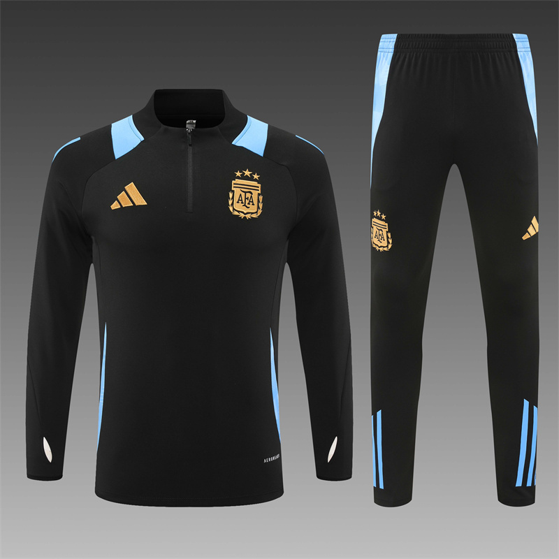 2024/2025 Player Edition Argentina Pre-match Black Half-zip training suit Football Jersey