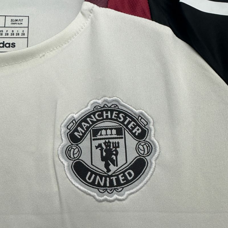 2025/2026 Manchester United Training Kit White Black Fan Edition Children's Kit