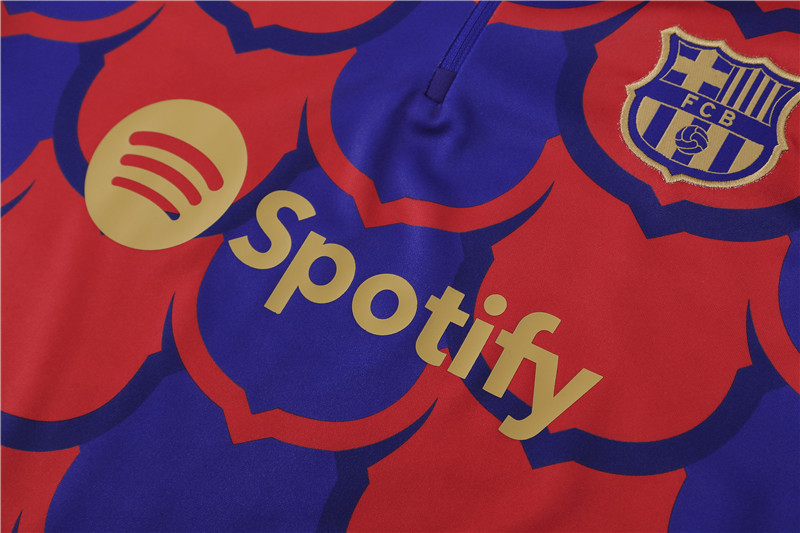 2024/2025 Player Edition Barcelona Prematch Jersey Blue, Camouflage Edition Half-zip training suit Football Jersey