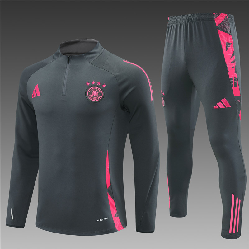 2024/2025 Player Edition Germany Prematch Shirt Dark Grey Half-zip training suit Football Jersey