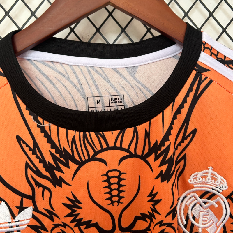 2025/2026 Real Madrid Dragon Orange Fan Edition Football Shirt