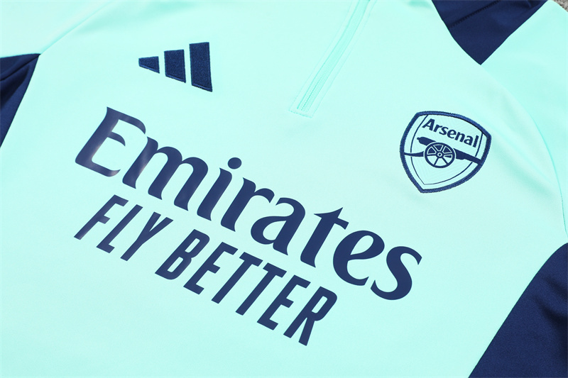 2024/2025 Players Edition Arsenal Pre Match Lake Blue Half-zip training suit Football Jersey