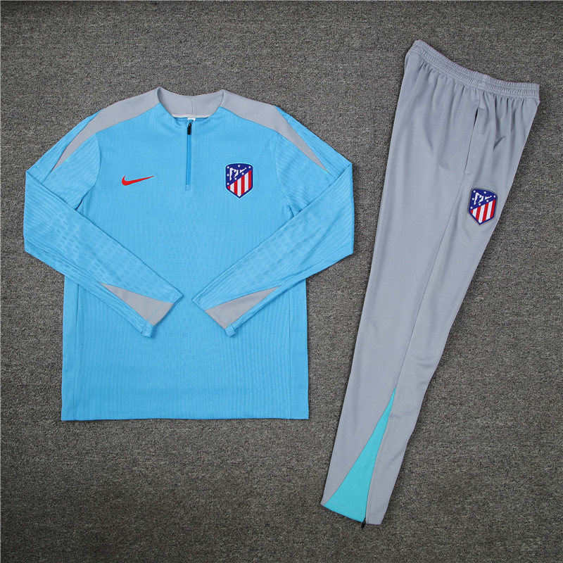 2024/2025 Player Edition Atletico Madrid Light Blue Half-zip training suit Football Jersey
