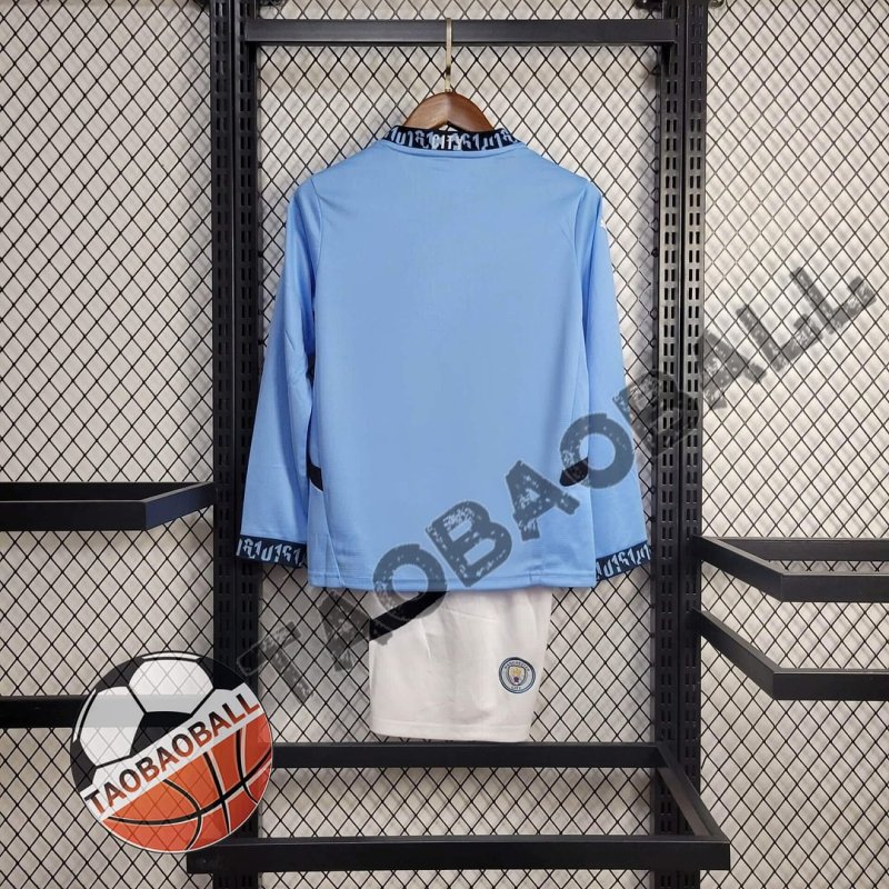 2024/2025 Long Sleeve Manchester City Home Football Shirt Kids Size