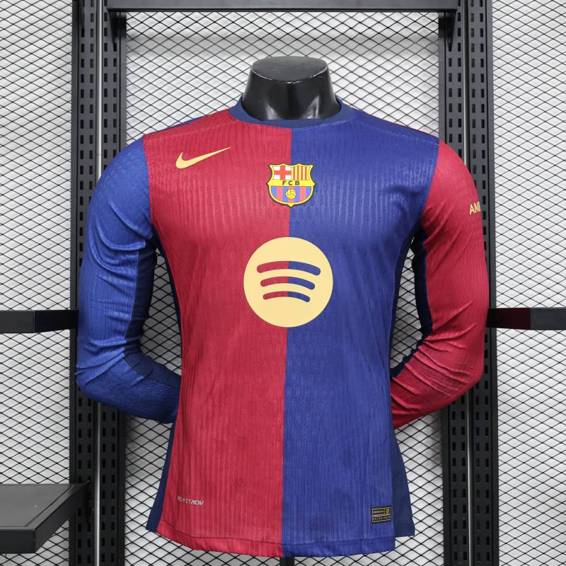 2024/2025 Player Edition Barcelona Home Long Sleeve Football Jersey