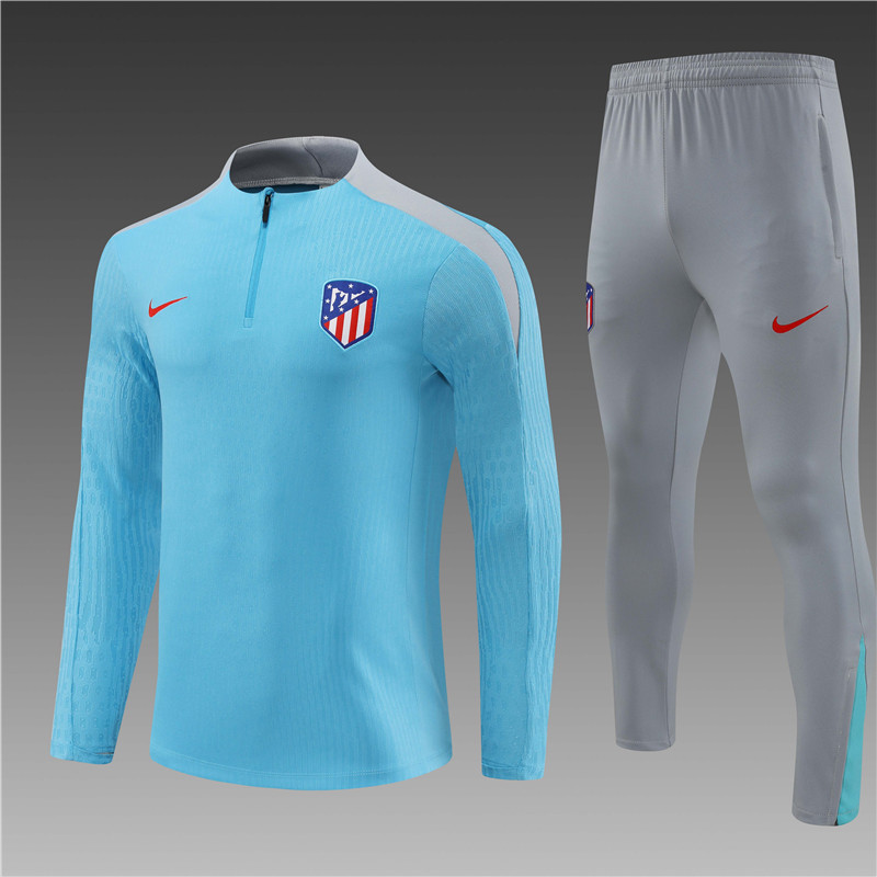 2024/2025 Player Edition Atletico Madrid Light Blue Half-zip training suit Football Jersey