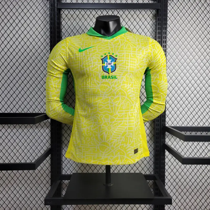 2024 Player Version Long Sleeve Brazil Home Football Shirt