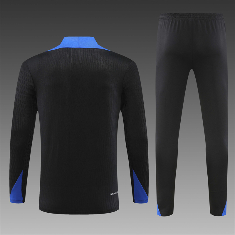 2024/2025 Player Edition France Prematch Jersey Black Half-zip training suit Football Jersey