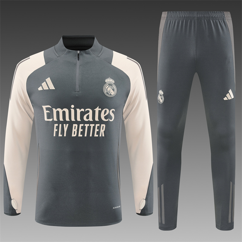 2024/2025 Player Edition Real Madrid Match Jersey Dark Grey Half-zip training suit Football Jersey