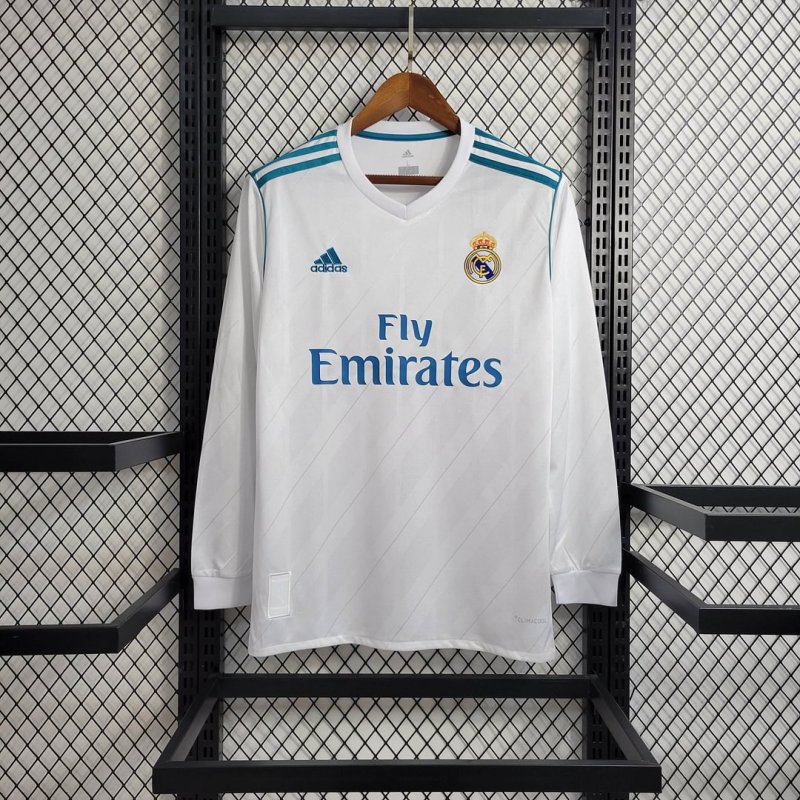 2017/2018 Retro Long Sleeve Real Madrid Home Football Shirt