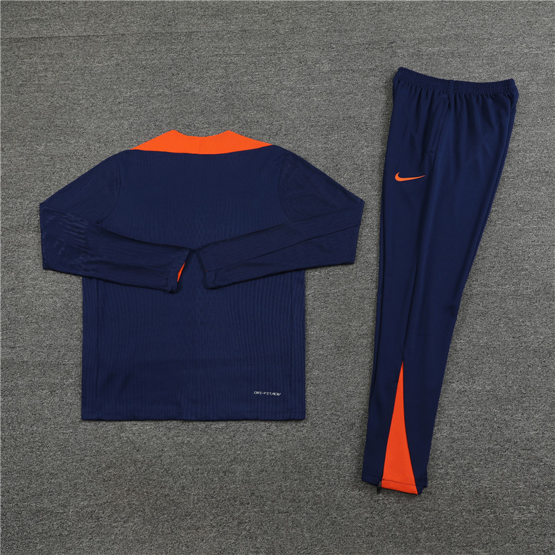 2024/2025 Player Edition Netherlands Pre-Match Kit Royal Blue Half-zip training suit Football Jersey