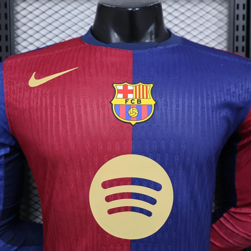 2024/2025 Long Sleeve Player Version Barcelona Home Football Shirt