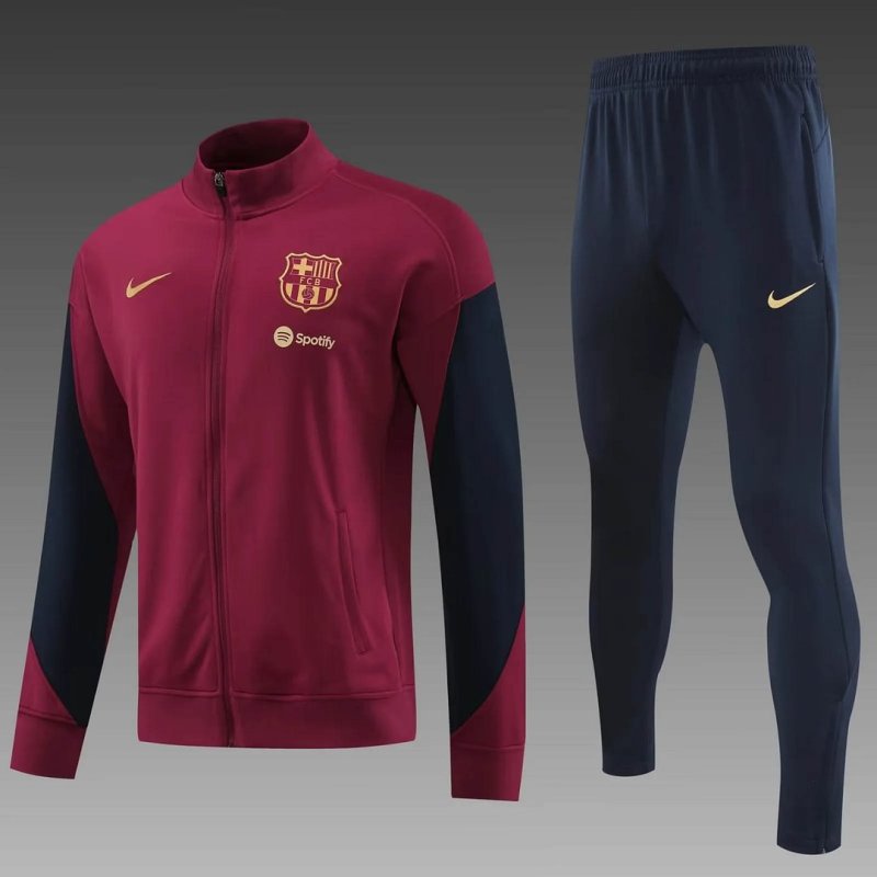 2024/2025 Barcelona Long Zipped Jacket Training Suit Red Football Shirt