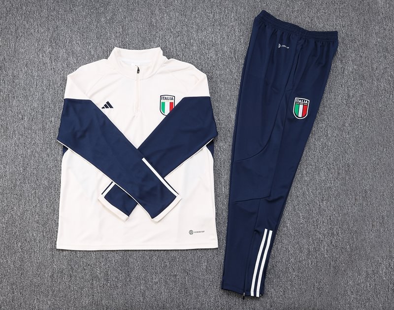 2023 Italy Half-Pull Training Suit Off White Football Shirt