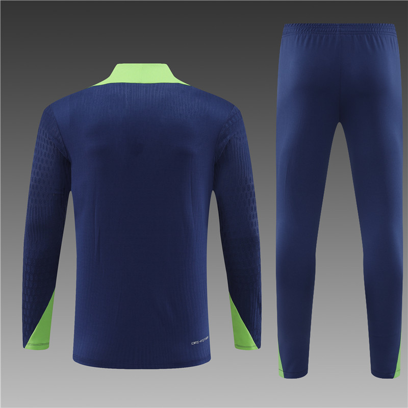 2024/2025 Player Edition Brazil Prematch Jersey Royal Blue Half-zip training suit Football Jersey