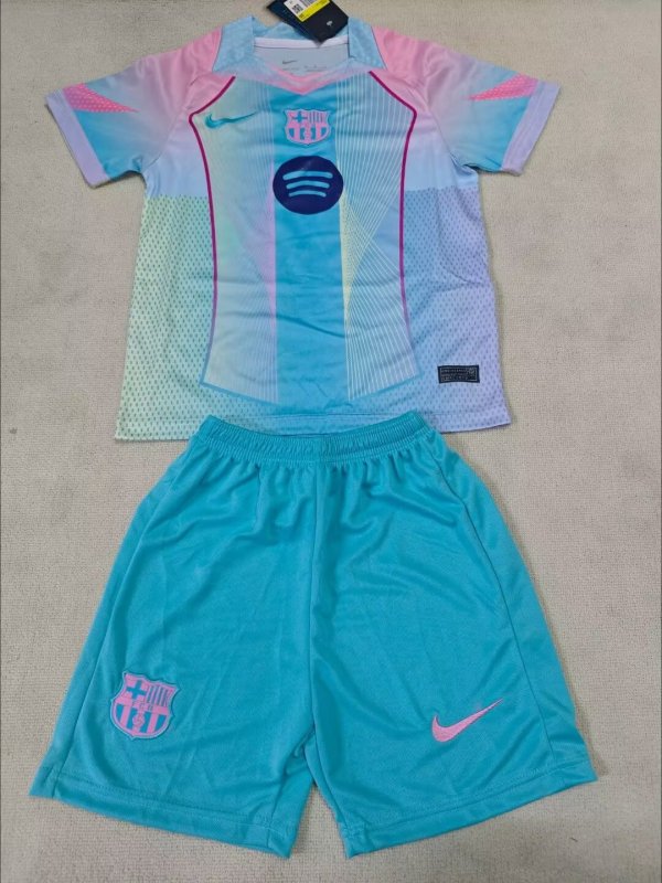 2025/2026 Barcelona Pink Football Jersey (Kids Kit)
