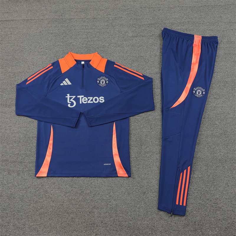 2024/2025 Player Edition Manchester United royal blue Half-zip training suit Football jerseys