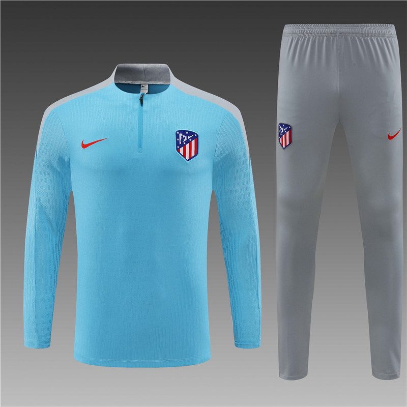 2024/2025 Player Edition Atletico Madrid Light Blue Half-zip training suit Football Jersey