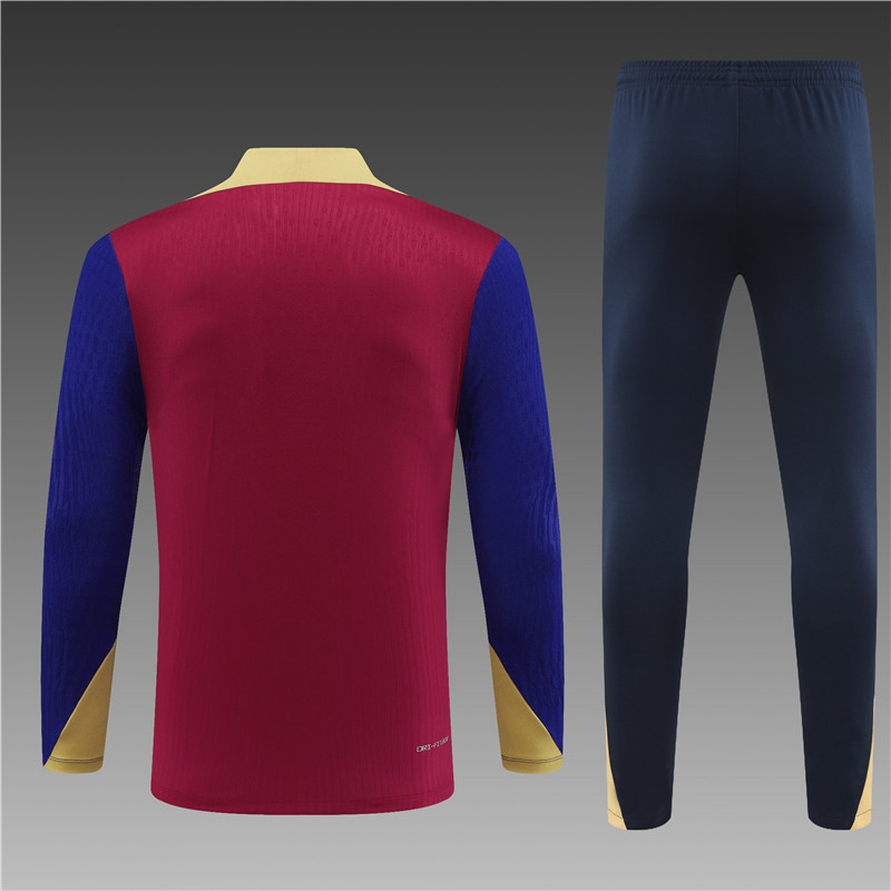 2024/2025 Player Edition Barcelona Prematch Jersey Red Half-zip training suit Football Jersey