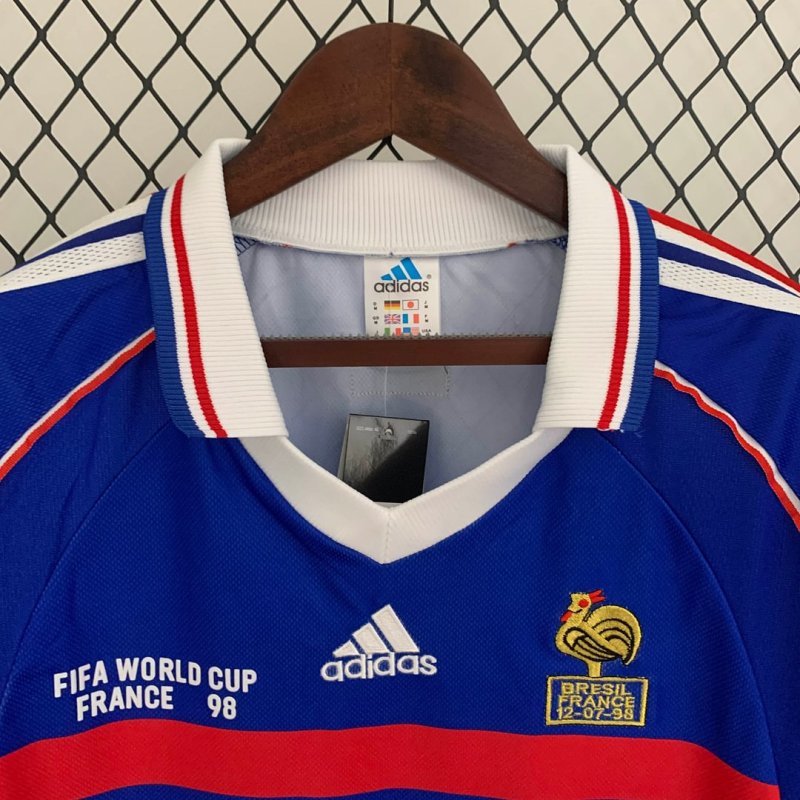 1998 Retro Long Sleeve France Home Football Shirt