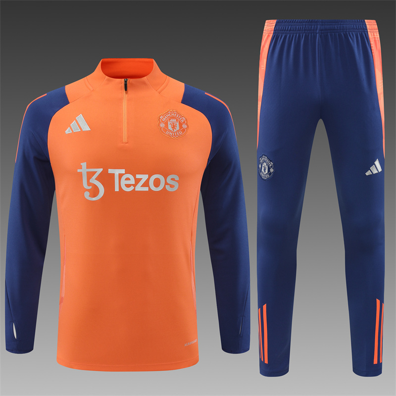 2024/2025 Player Edition Manchester United Orange Half-zip training suit  Football jerseys