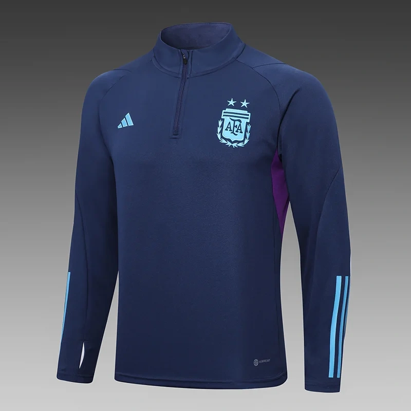 2022 Argentina Half-Pull Training Suit Royal blue Football Shirt