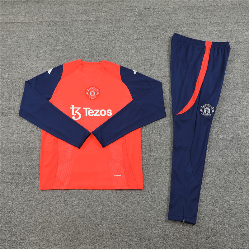 2024/2025 Player Edition Manchester United orange-red Half-zip training suit Football jerseys