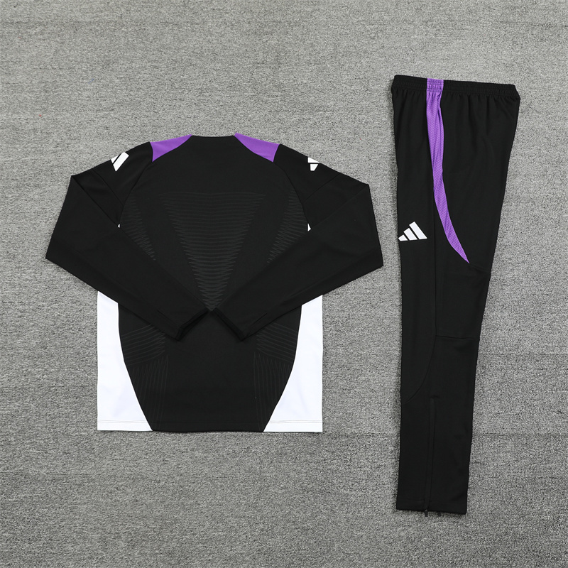 2024/2025 Player Edition Real Madrid Pre-match Jersey Black & Purple Half-zip training suit Football Jersey