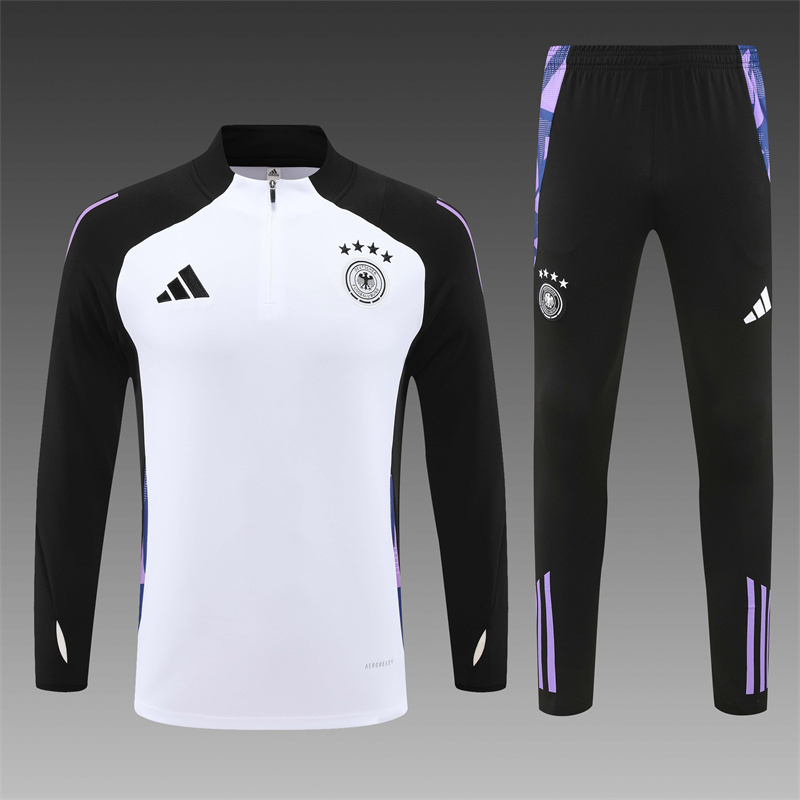 2024/2025 Player Edition Germany Prematch Jersey White Half-zip training suit Football Jersey