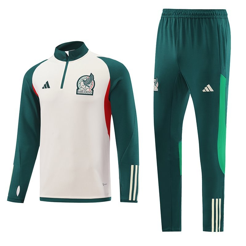 2023 Mexico Half-Pull Training Suit Off White Football Shirt 1:1 Thai Quality Set