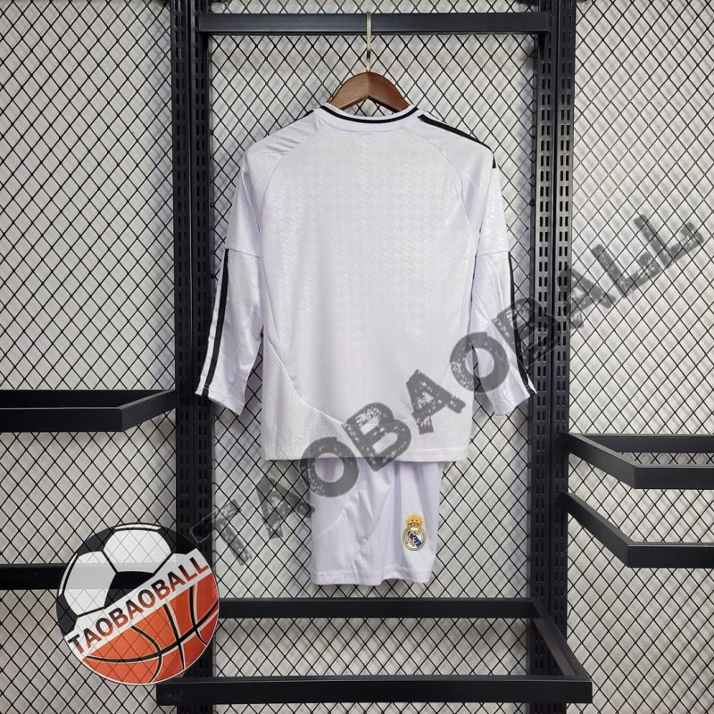 2024/2025 Long Sleeve Real Madrid Home Football Shirt Kids Size