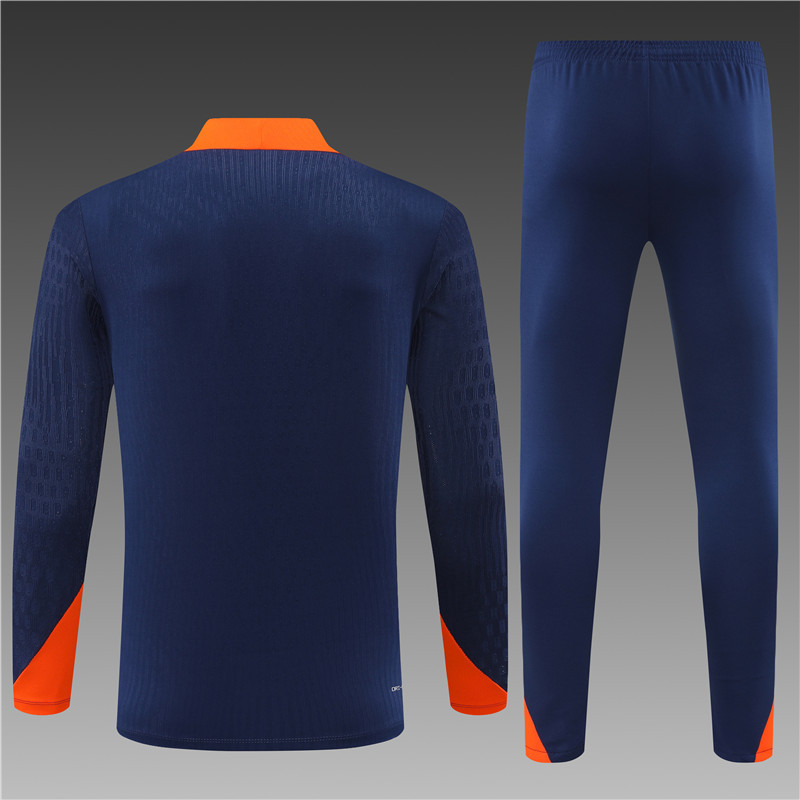 2024/2025 Player Edition Netherlands Pre-Match Kit Royal Blue Half-zip training suit Football Jersey