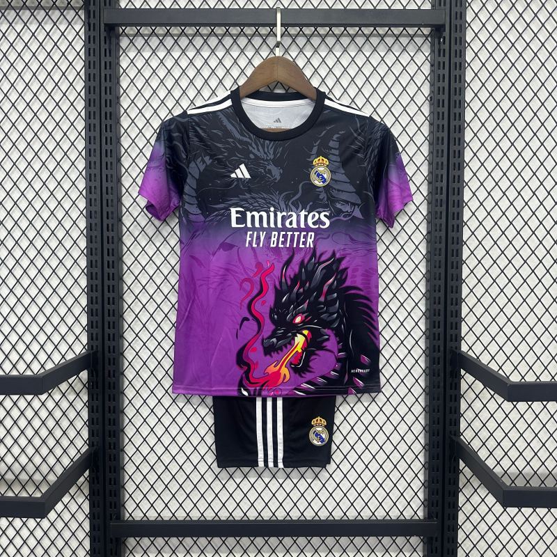 2025/26 Real Madrid Special Edition Purple Dragon Kids Jersey Set