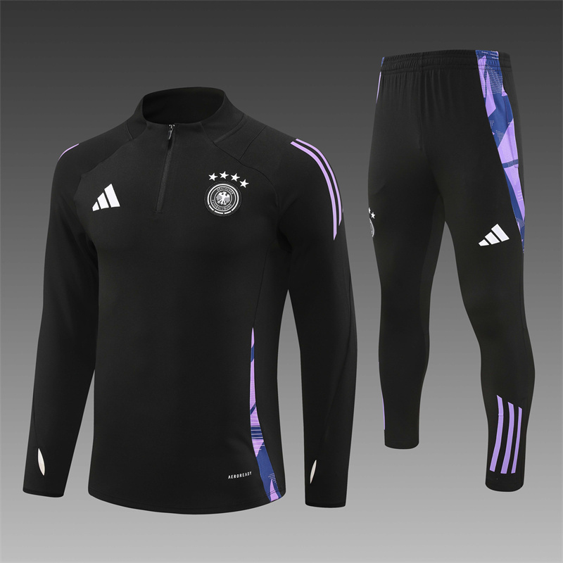 2024/2025 Player Edition Germany Prematch Jersey Black Half-zip training suit Football Jersey