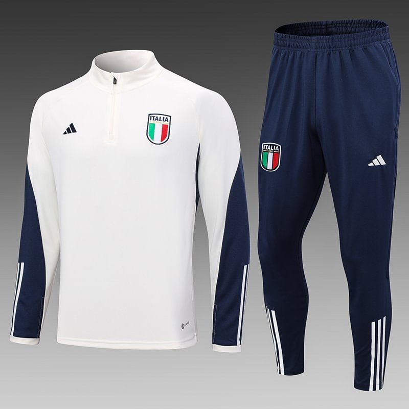 2023 Italy Half-Pull Training Suit Off White Football Shirt