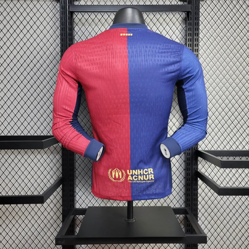 2024/2025 Long Sleeve Player Version Barcelona Home Football Shirt