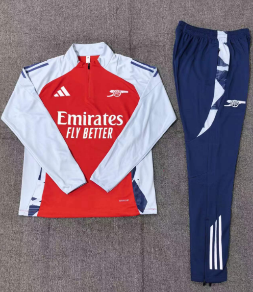 2024/2025 Players Edition Arsenal Pre-Match Red Half-zip training suit Football Jersey