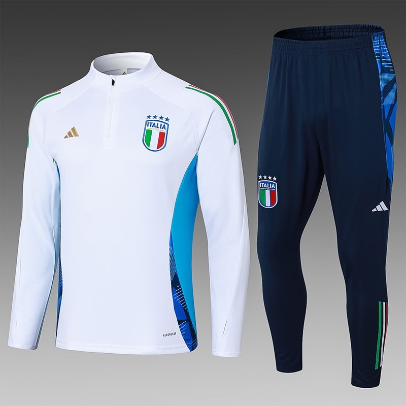 2024/2025 Italy Long Zipped Jacket Training Suit Blue Football Shirt