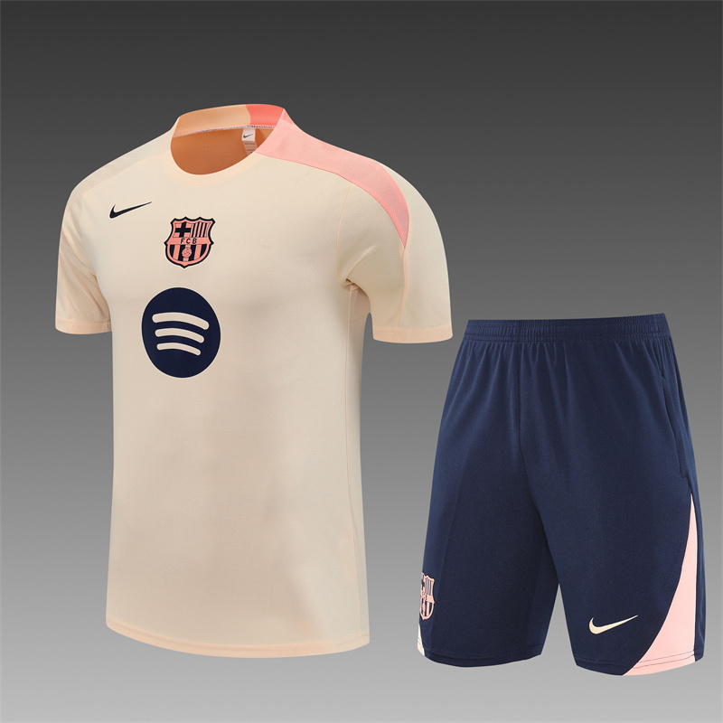 2025/26 short-sleeved Barcelona beige training suit