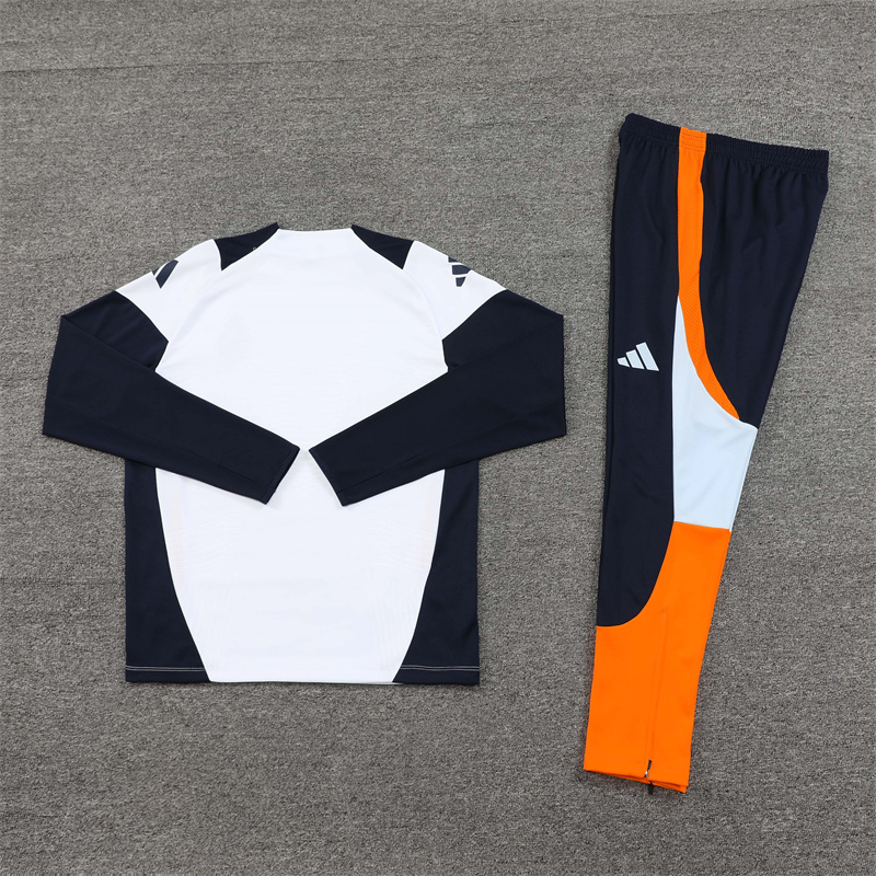 2024/2025 Player Edition Real Madrid Pre-match Jersey White Half-zip training suit Football Jersey