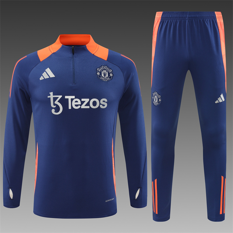 2024/2025 Player Edition Manchester United royal blue Half-zip training suit Football jerseys