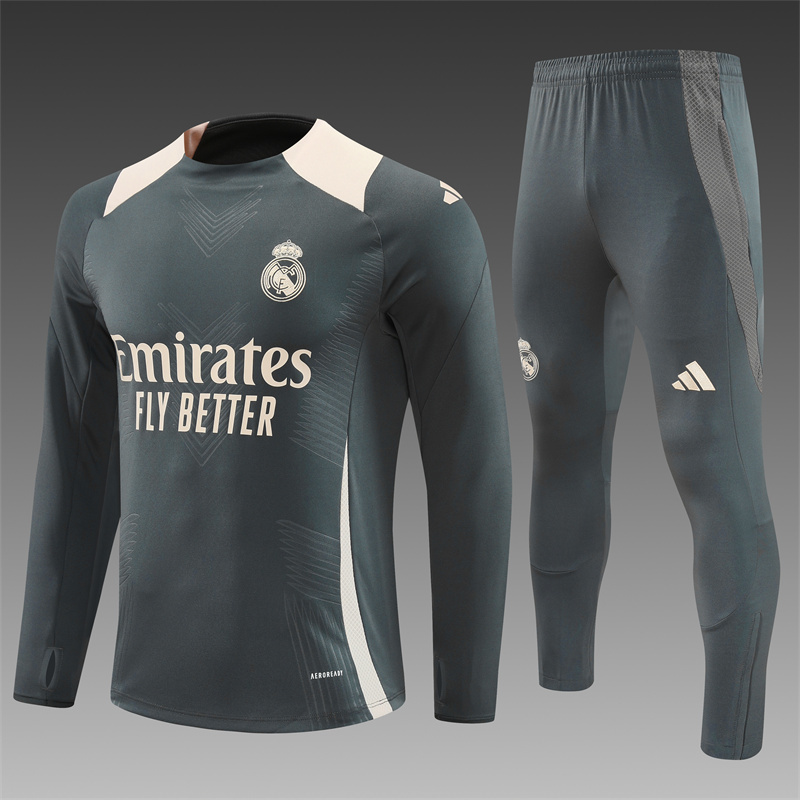 2024/2025 Player Edition Real Madrid Match Jersey Dark Grey Half-zip training suit Football Jersey