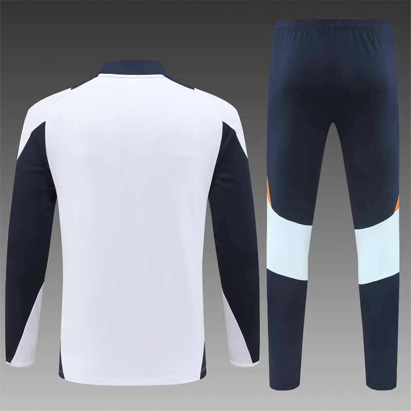 2024/2025 Player Edition Real Madrid Pre-match Jersey White Half-zip training suit Football Jersey