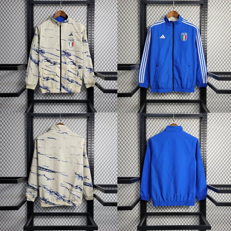 2023/2024 Italy Reversible Windbreaker（Blue-Beige）Football Shirt