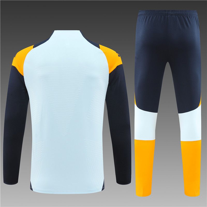 2024/2025 Player Edition Real Madrid Pre-match Jersey Light Blue Half-zip training suit Football Jersey