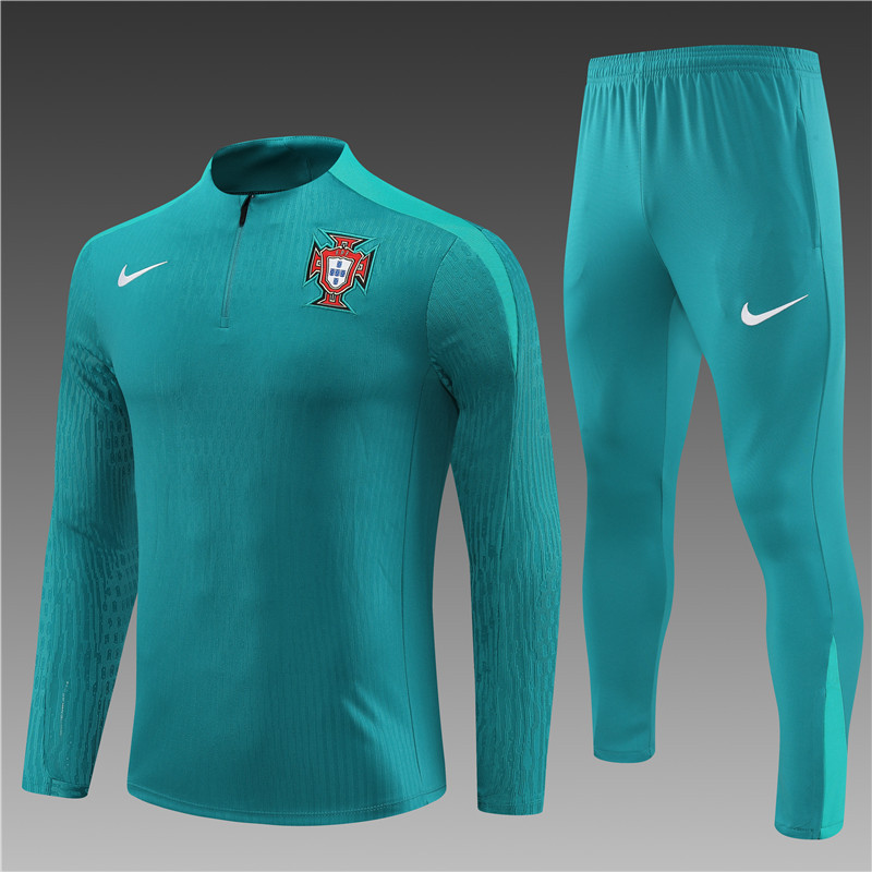 2024/2025 Jersey Edition Portugal Prematch Jersey Green  Half-zip training suit Football Jersey