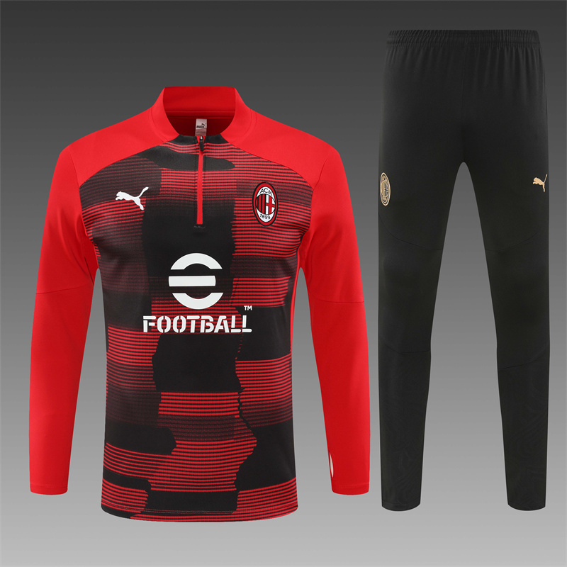 2024/2025 Player Edition AC Pre-Match Jersey Red Camouflage Edition Half-zip training suit Football Jersey