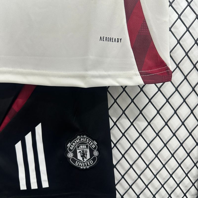 2025/2026 Manchester United Training Kit White Black Fan Edition Children's Kit